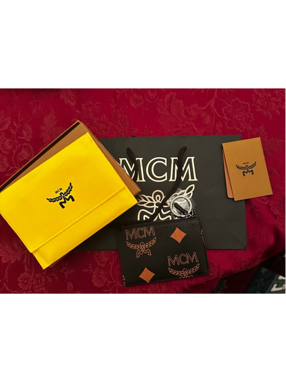 Women's MCM Black & Orange Visetos Key & Card Holder